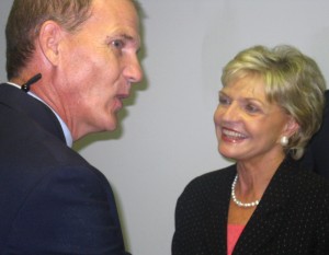 Governor Perdue and David Flagler at the NC Green Business Fund Award Winners Announcement Ceremony